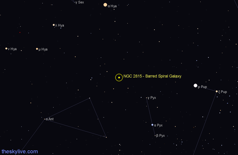 Finder chart NGC 2815 - Barred Spiral Galaxy in Hydra star