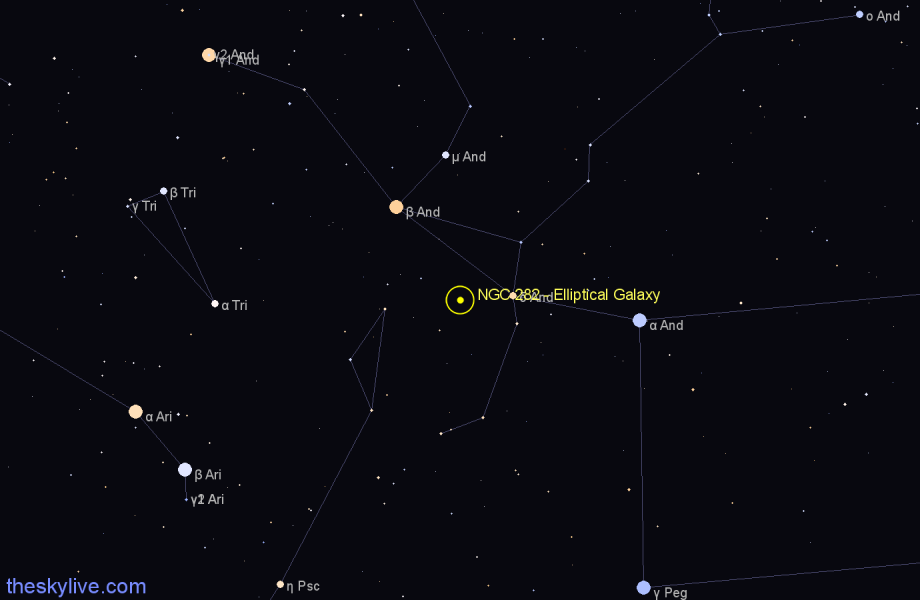 Finder chart NGC 282 - Elliptical Galaxy in Pisces star