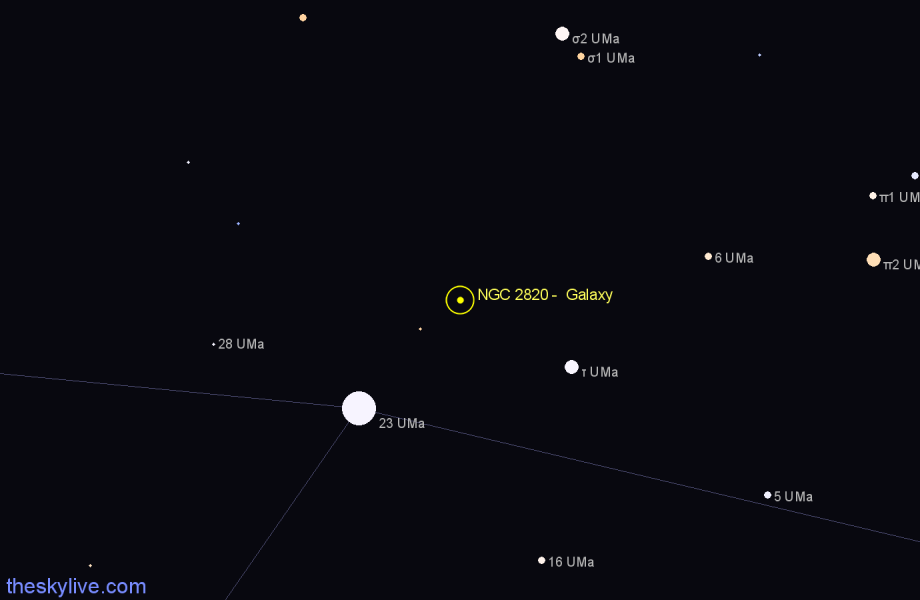Finder chart NGC 2820 - Galaxy in Ursa Major star