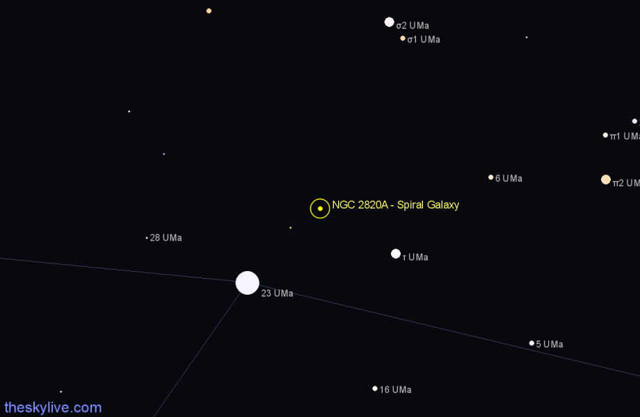 Finder chart NGC 2820A - Spiral Galaxy in Ursa Major star