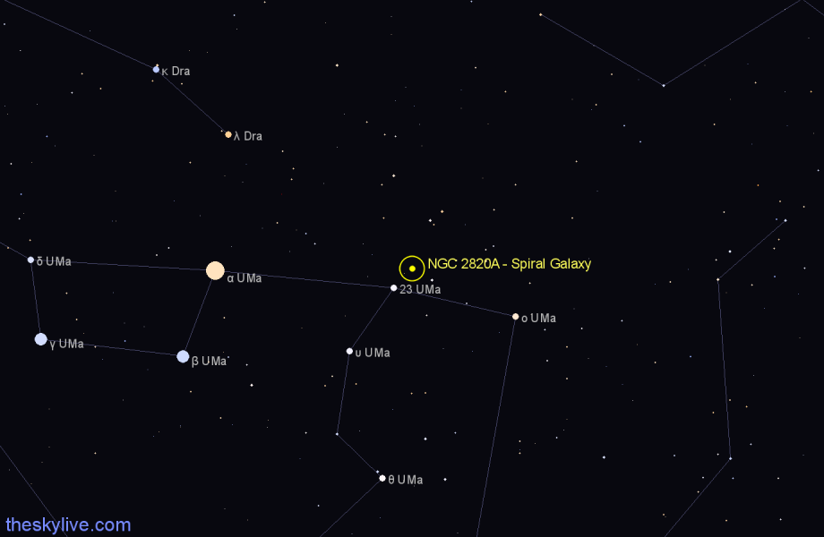 Finder chart NGC 2820A - Spiral Galaxy in Ursa Major star