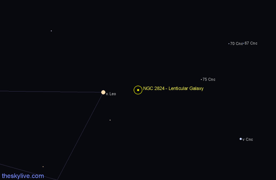 Finder chart NGC 2824 - Lenticular Galaxy in Cancer star