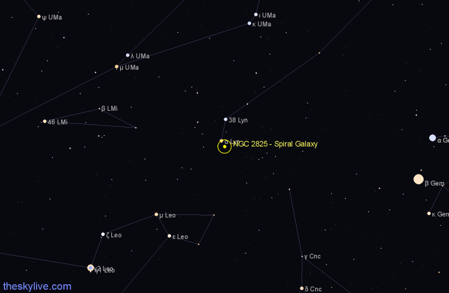 Finder chart NGC 2825 - Spiral Galaxy in Lynx star