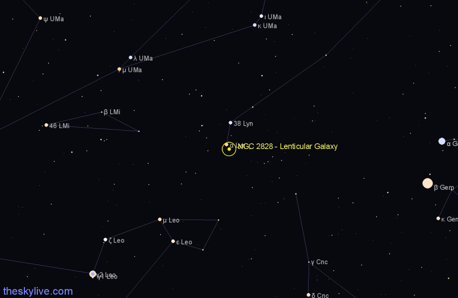 Finder chart NGC 2828 - Lenticular Galaxy in Lynx star