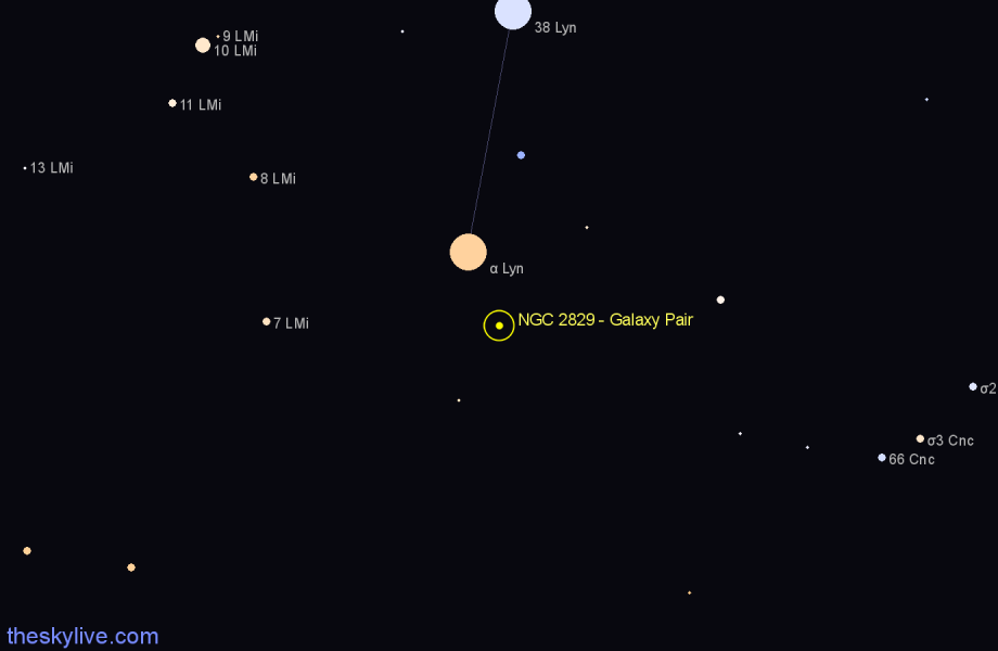 Finder chart NGC 2829 - Galaxy Pair in Lynx star