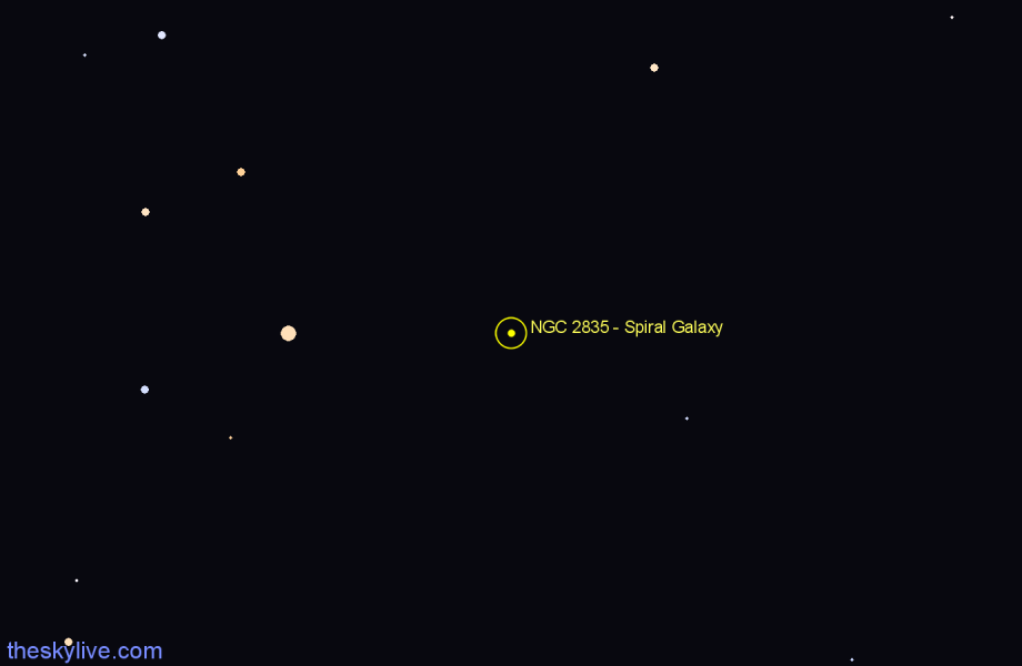 Finder chart NGC 2835 - Spiral Galaxy in Hydra star