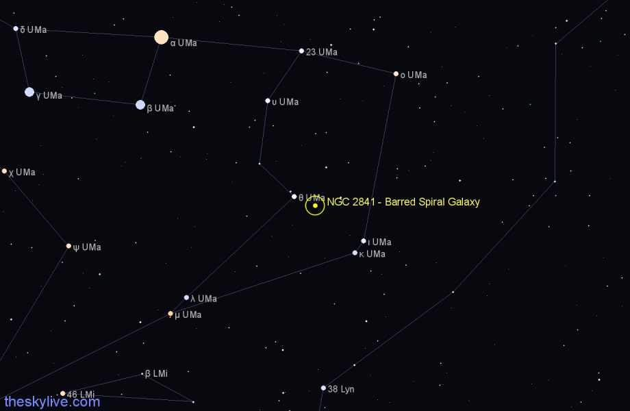 Finder chart NGC 2841 - Barred Spiral Galaxy in Ursa Major star