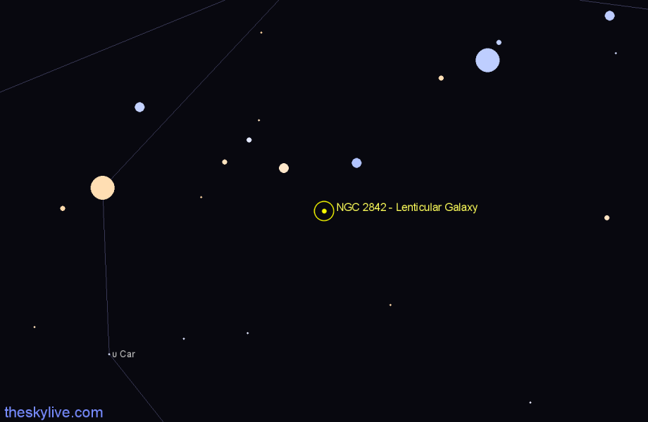 Finder chart NGC 2842 - Lenticular Galaxy in Carina star