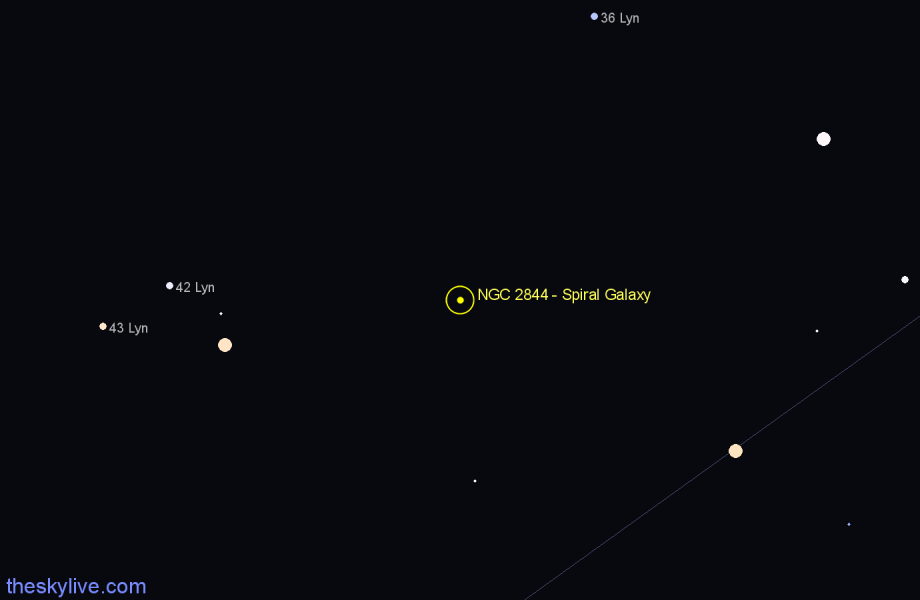 Finder chart NGC 2844 - Spiral Galaxy in Lynx star