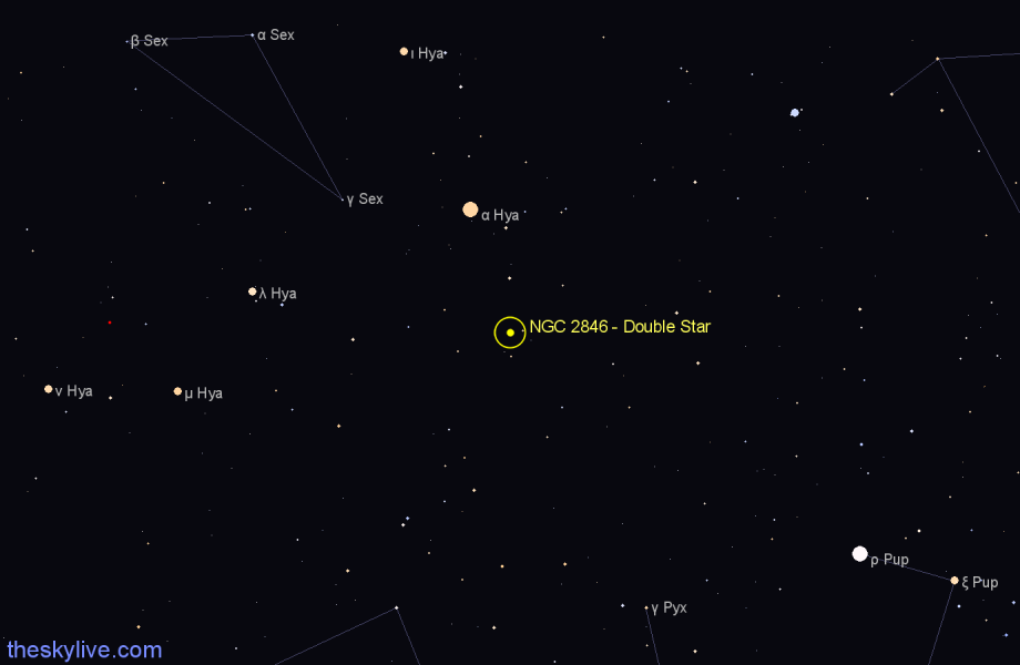 Finder chart NGC 2846 - Double Star in Hydra star