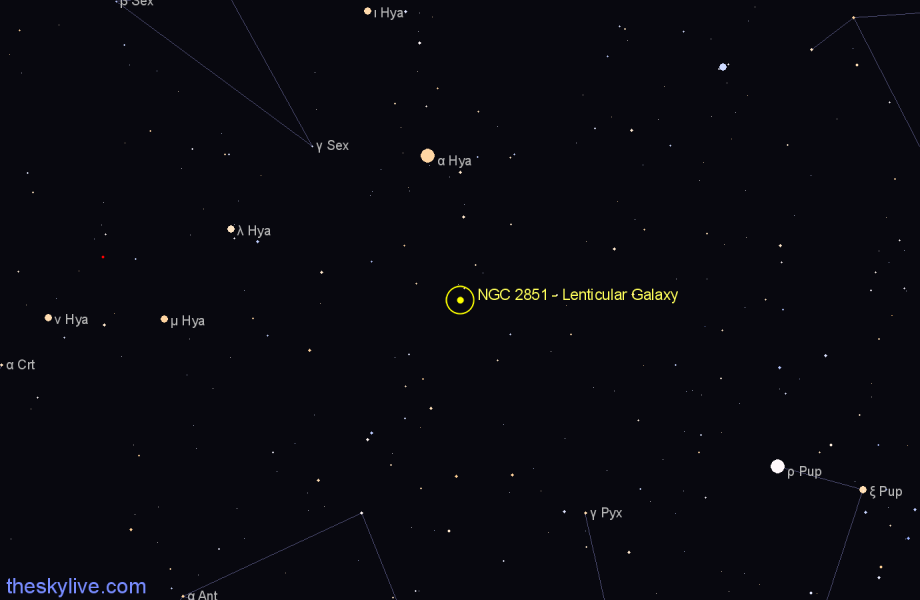 Finder chart NGC 2851 - Lenticular Galaxy in Hydra star