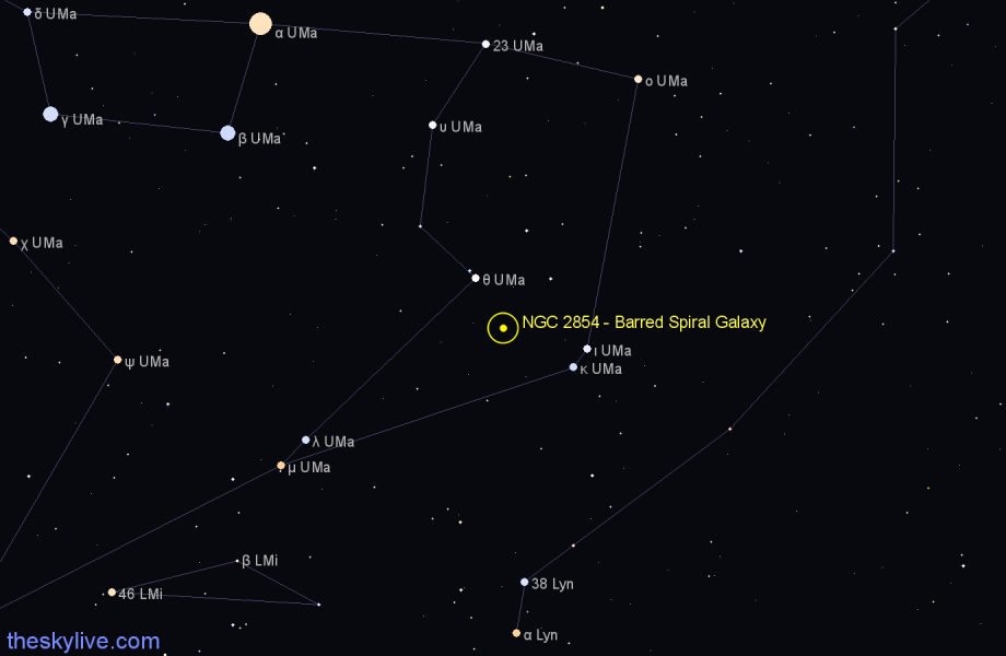 Finder chart NGC 2854 - Barred Spiral Galaxy in Ursa Major star