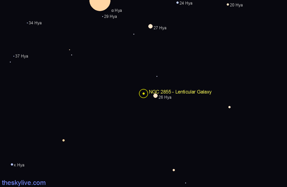 Finder chart NGC 2855 - Lenticular Galaxy in Hydra star