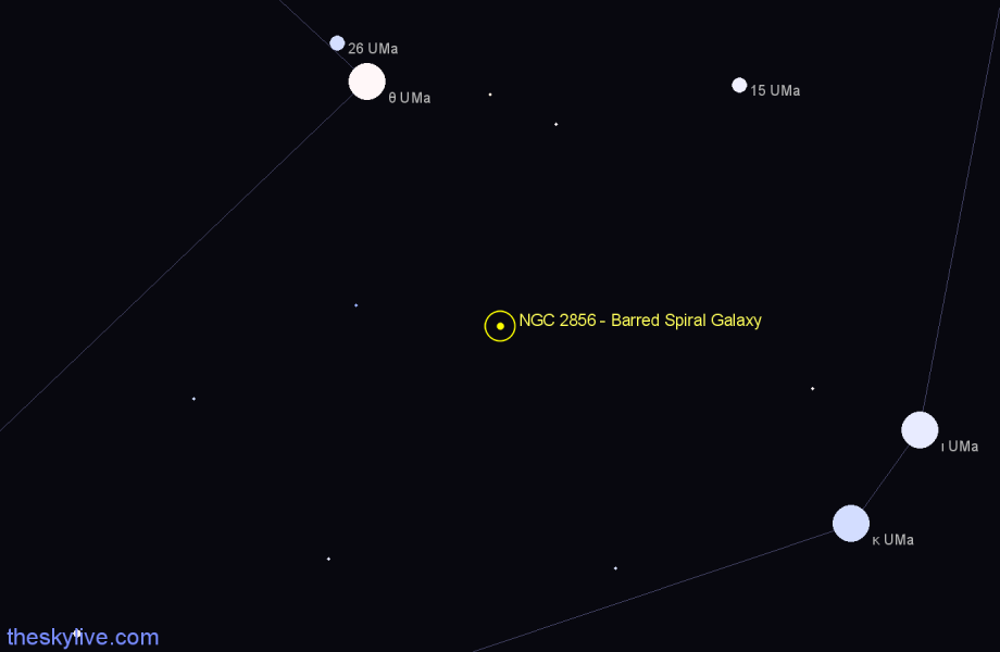 Finder chart NGC 2856 - Barred Spiral Galaxy in Ursa Major star