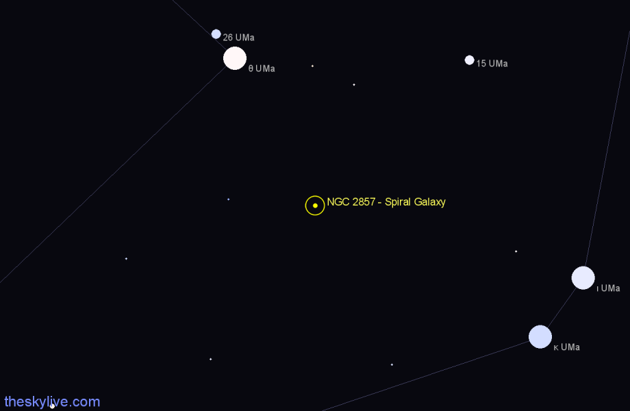 Finder chart NGC 2857 - Spiral Galaxy in Ursa Major star