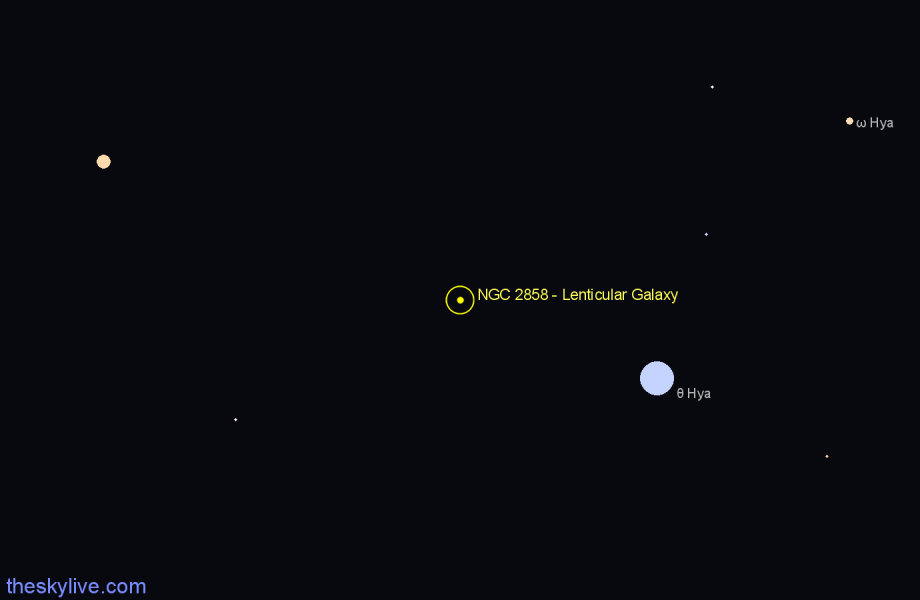 Finder chart NGC 2858 - Lenticular Galaxy in Hydra star