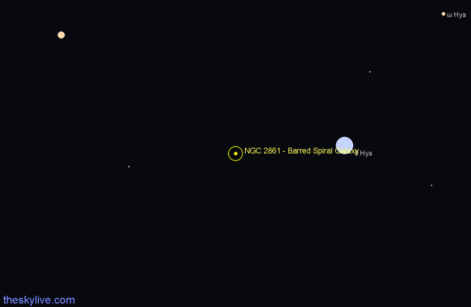 Finder chart NGC 2861 - Barred Spiral Galaxy in Hydra star