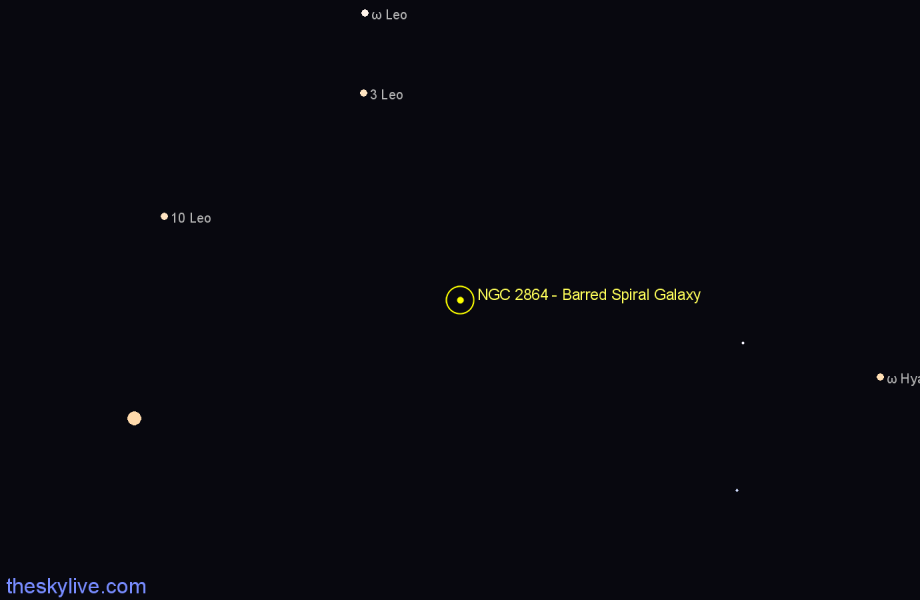 Finder chart NGC 2864 - Barred Spiral Galaxy in Hydra star