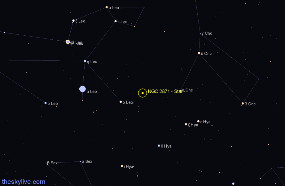 Finder chart NGC 2871 - Star in Leo star