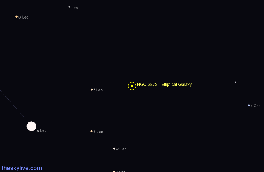 Finder chart NGC 2872 - Elliptical Galaxy in Leo star