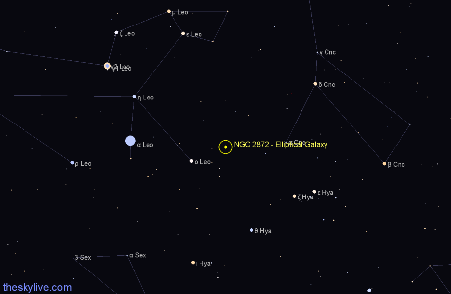 Finder chart NGC 2872 - Elliptical Galaxy in Leo star