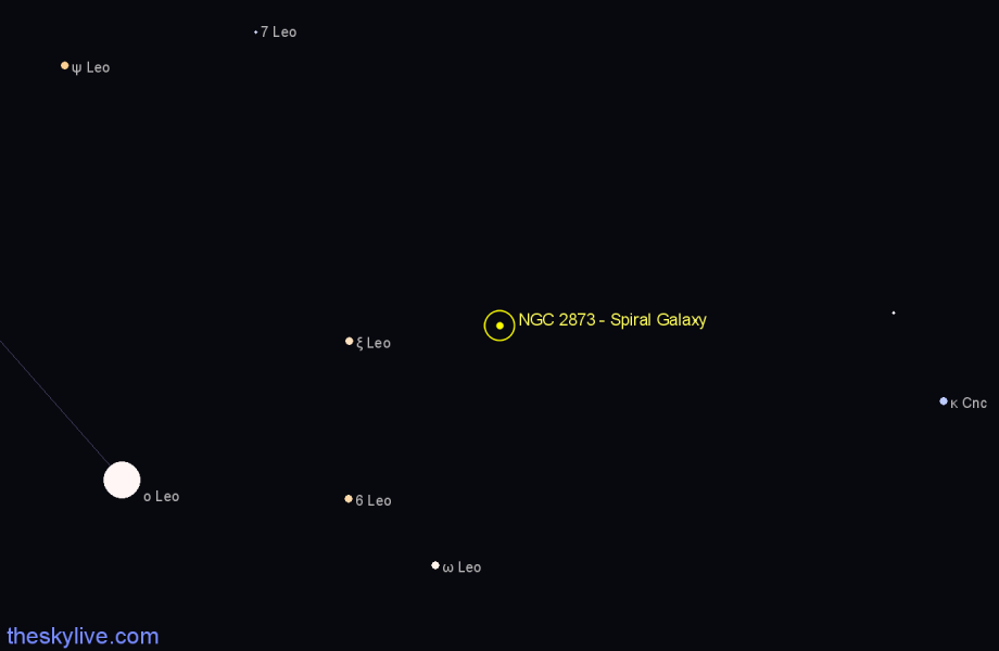 Finder chart NGC 2873 - Spiral Galaxy in Leo star