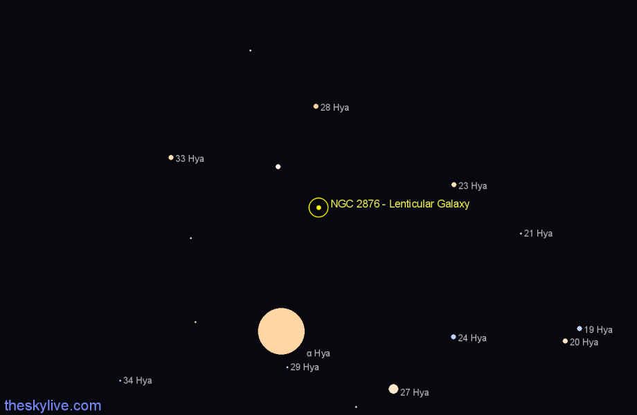 Finder chart NGC 2876 - Lenticular Galaxy in Hydra star