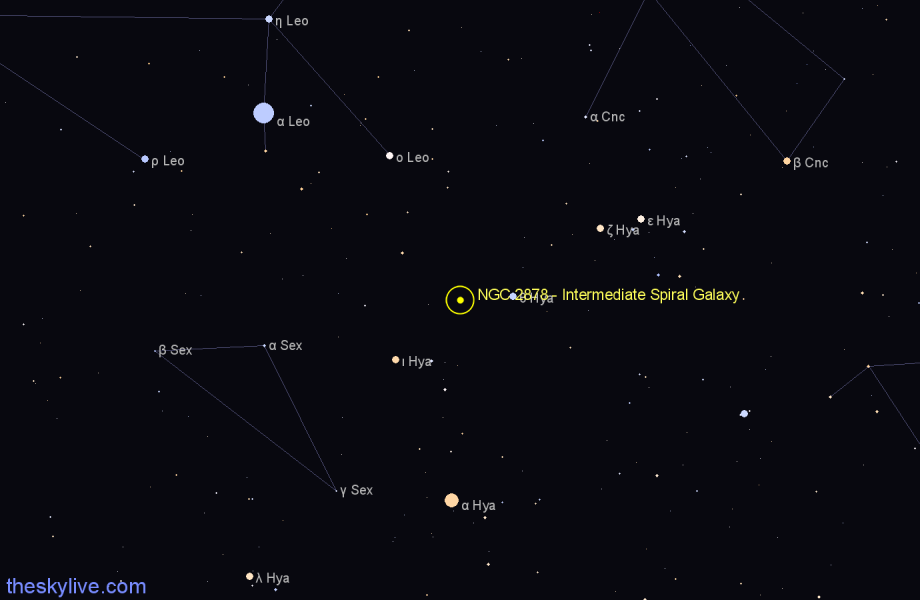 Finder chart NGC 2878 - Intermediate Spiral Galaxy in Hydra star