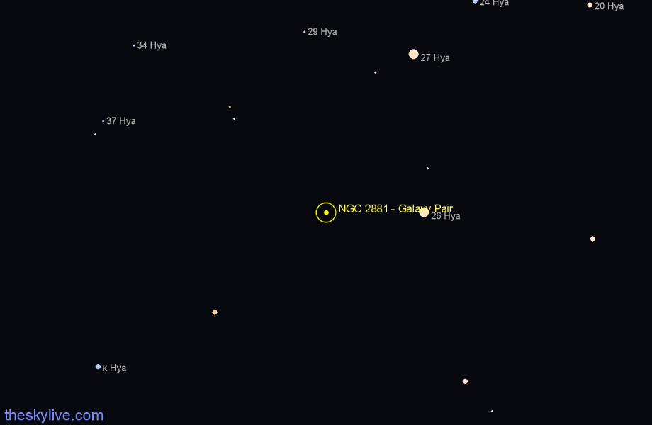 Finder chart NGC 2881 - Galaxy Pair in Hydra star