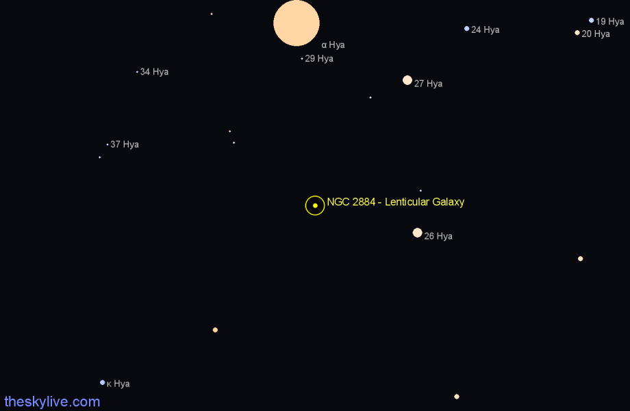 Finder chart NGC 2884 - Lenticular Galaxy in Hydra star