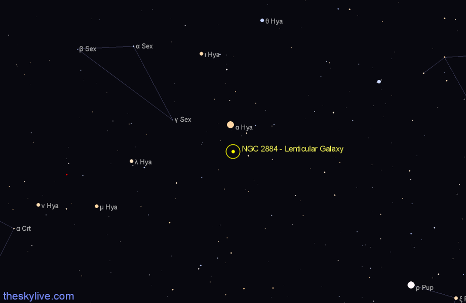 Finder chart NGC 2884 - Lenticular Galaxy in Hydra star