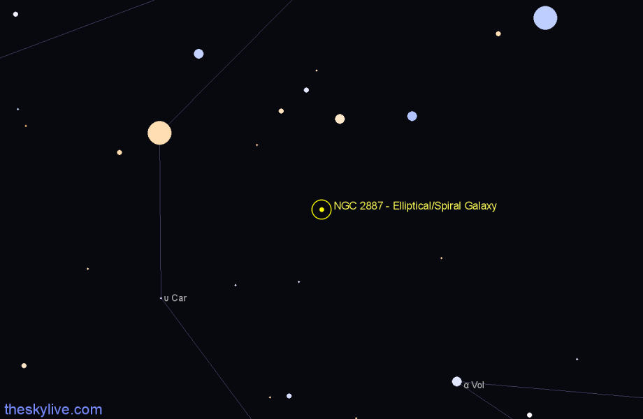 Finder chart NGC 2887 - Elliptical/Spiral Galaxy in Carina star