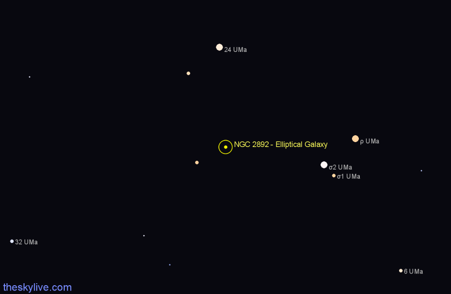 Finder chart NGC 2892 - Elliptical Galaxy in Ursa Major star