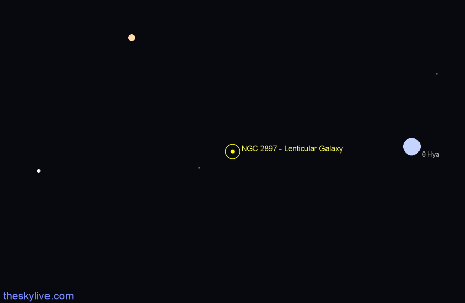Finder chart NGC 2897 - Lenticular Galaxy in Hydra star