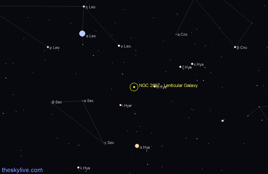 Finder chart NGC 2897 - Lenticular Galaxy in Hydra star