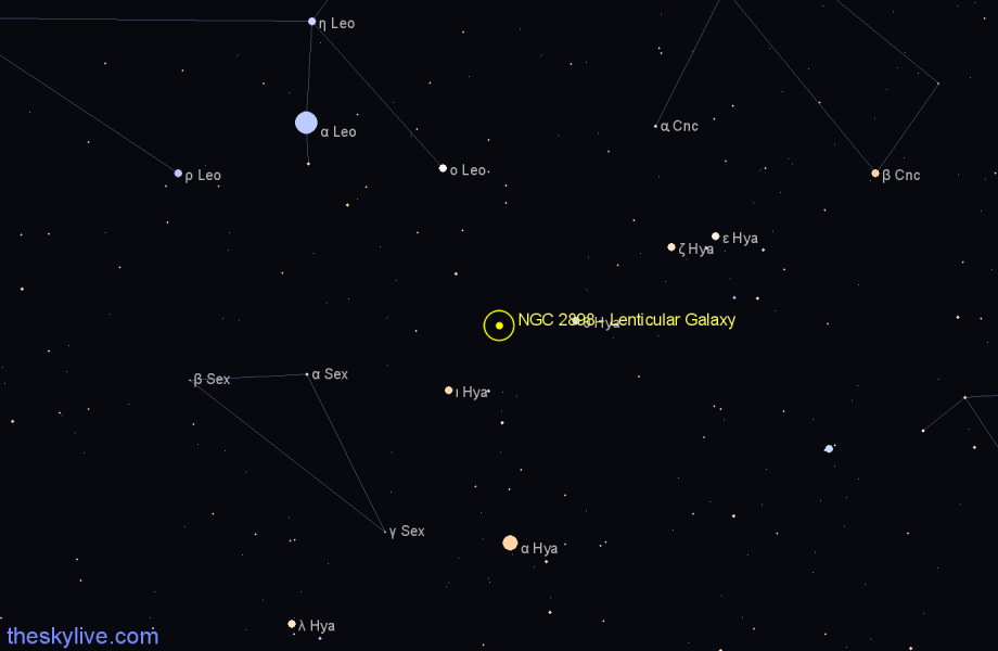 Finder chart NGC 2898 - Lenticular Galaxy in Hydra star