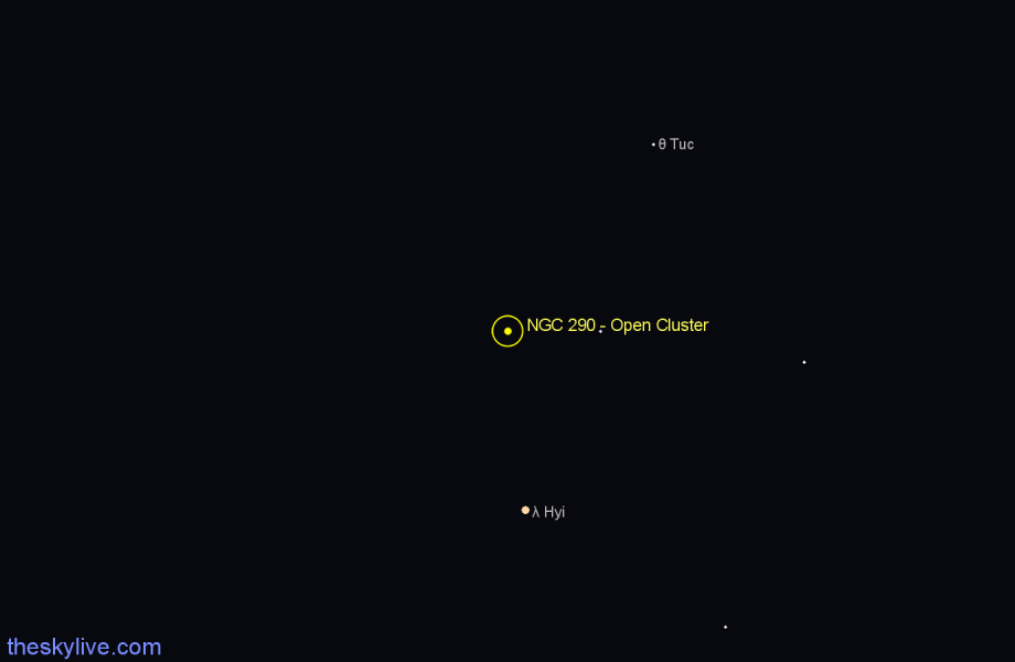 Finder chart NGC 290 - Open Cluster in Tucana star