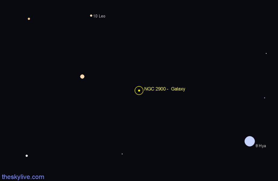 Finder chart NGC 2900 -  Galaxy in Hydra star