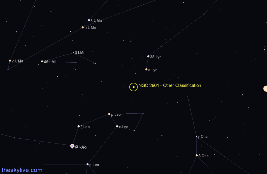 Finder chart NGC 2901 - Other Classification in Leo star