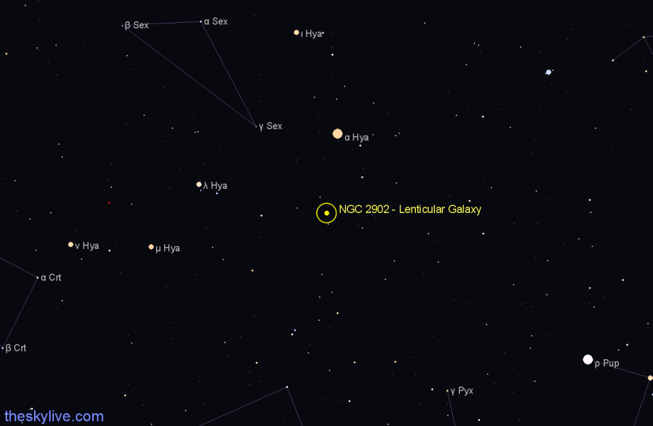 Finder chart NGC 2902 - Lenticular Galaxy in Hydra star