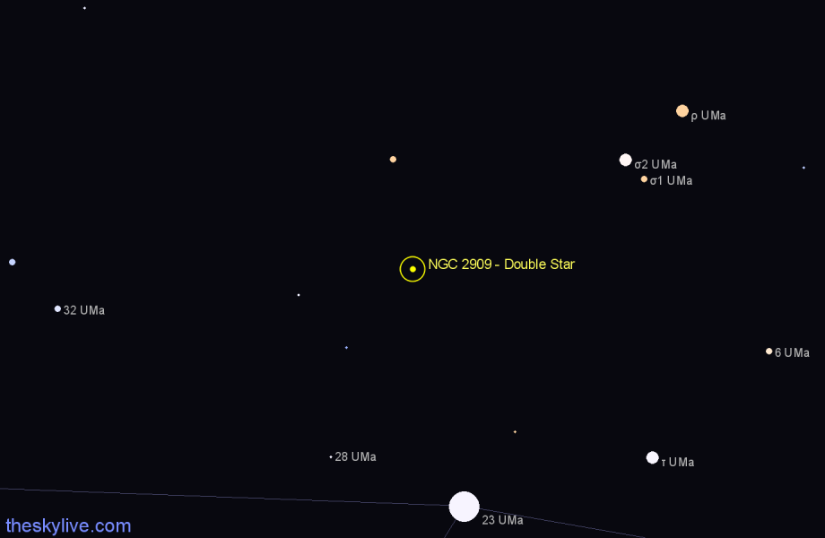 Finder chart NGC 2909 - Double Star in Ursa Major star