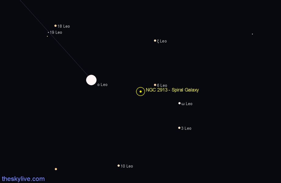 Finder chart NGC 2913 - Spiral Galaxy in Leo star