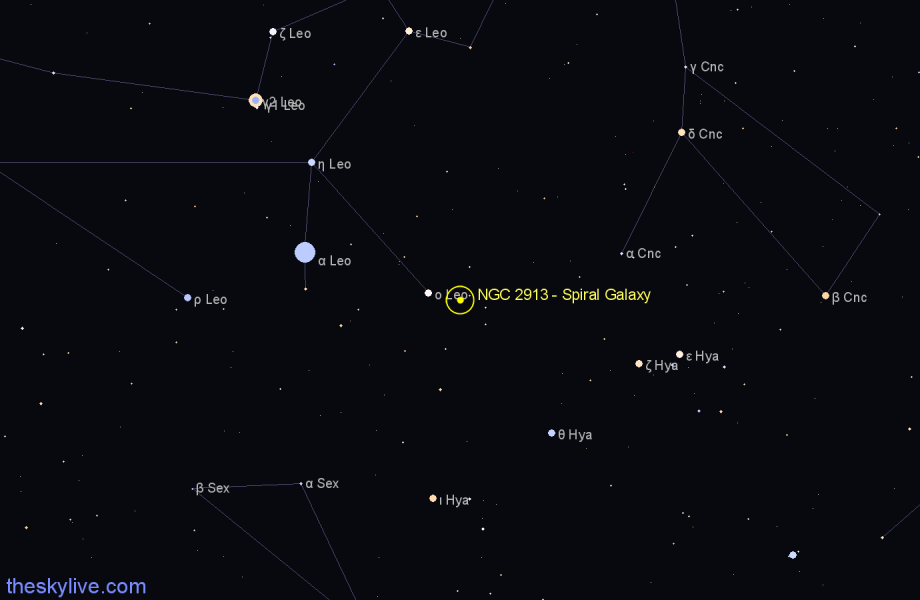 Finder chart NGC 2913 - Spiral Galaxy in Leo star