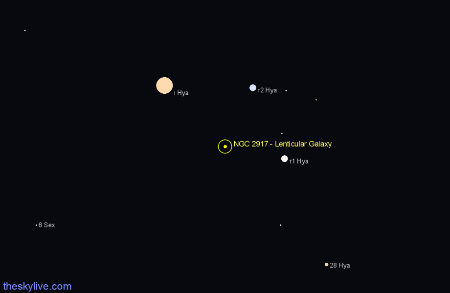 Finder chart NGC 2917 - Lenticular Galaxy in Hydra star