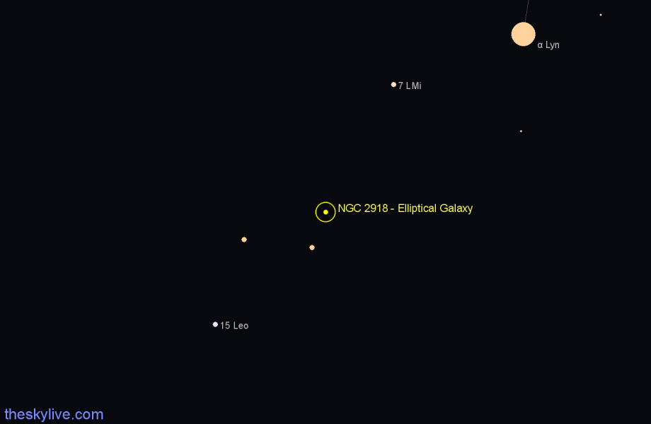 Finder chart NGC 2918 - Elliptical Galaxy in Leo star