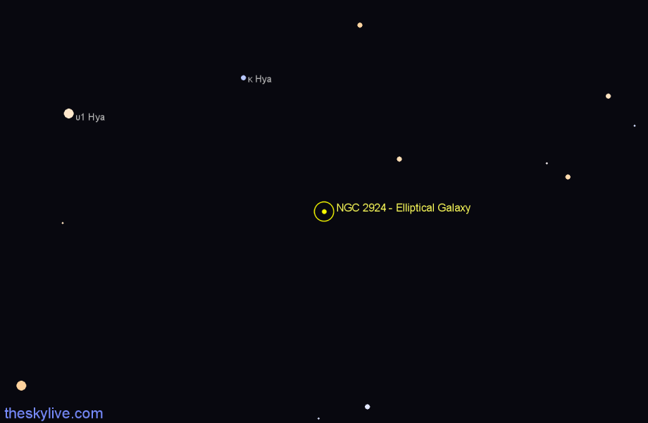 Finder chart NGC 2924 - Elliptical Galaxy in Hydra star