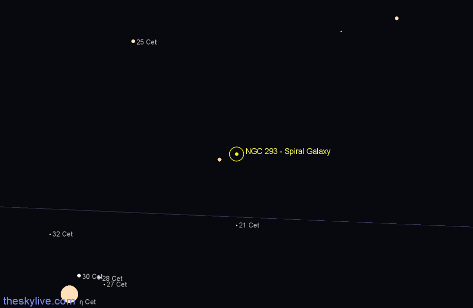 Finder chart NGC 293 - Spiral Galaxy in Cetus star
