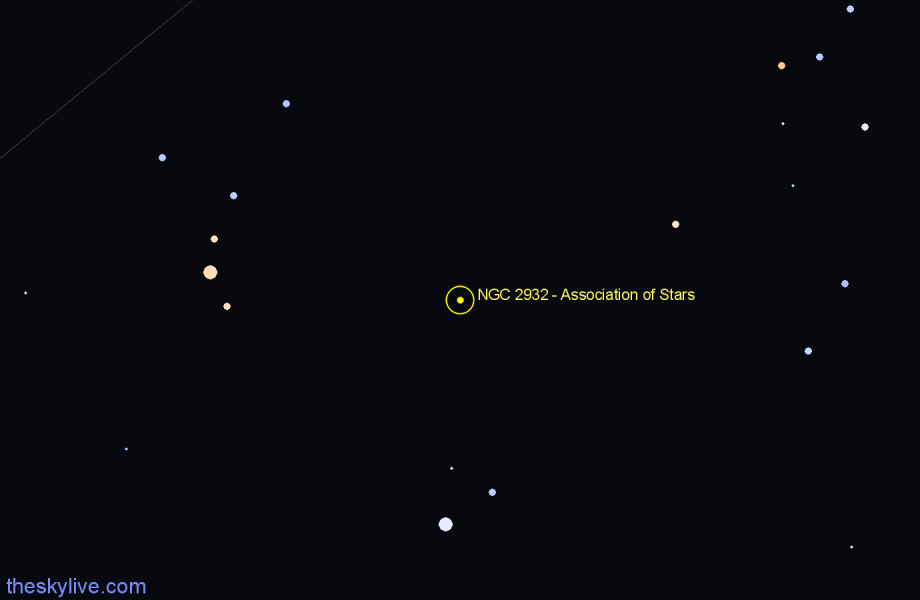 Finder chart NGC 2932 - Association of Stars in Vela star