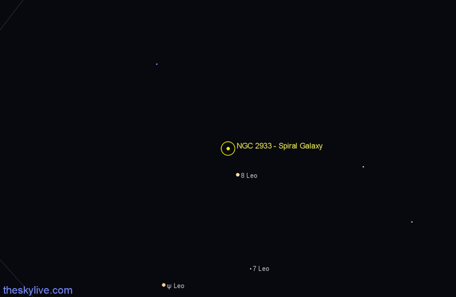 Finder chart NGC 2933 - Spiral Galaxy in Leo star