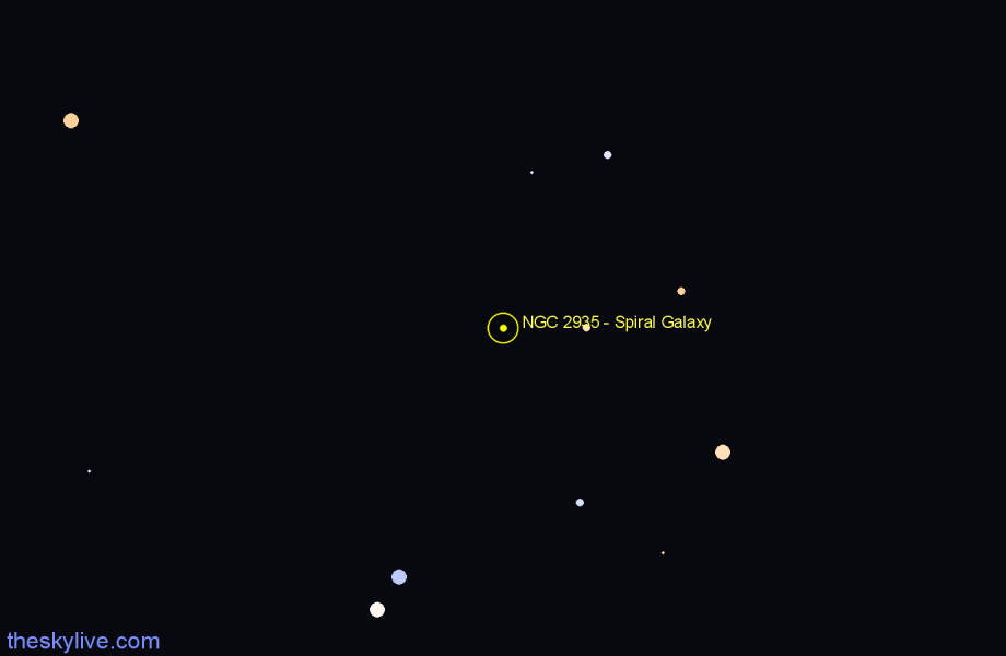 Finder chart NGC 2935 - Spiral Galaxy in Hydra star